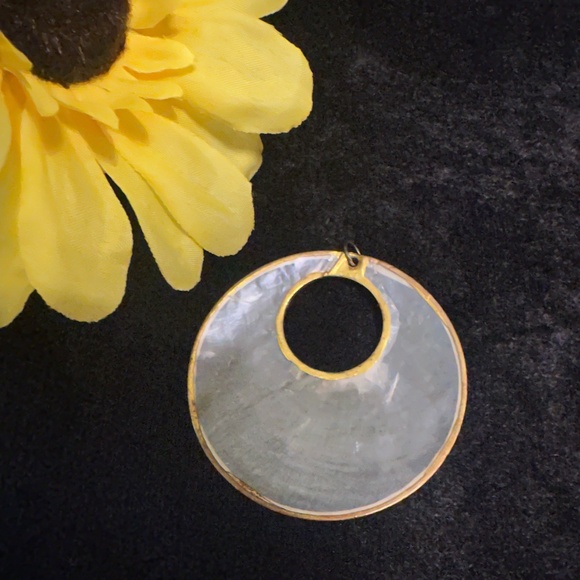 Capiz Shell Pendant with Gold Plated Overlay - Picture 3 of 3